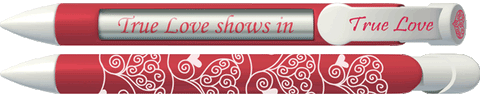 Red Scroll Hearts Pen