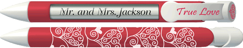 PERSONALIZED Red Scroll Hearts Pen